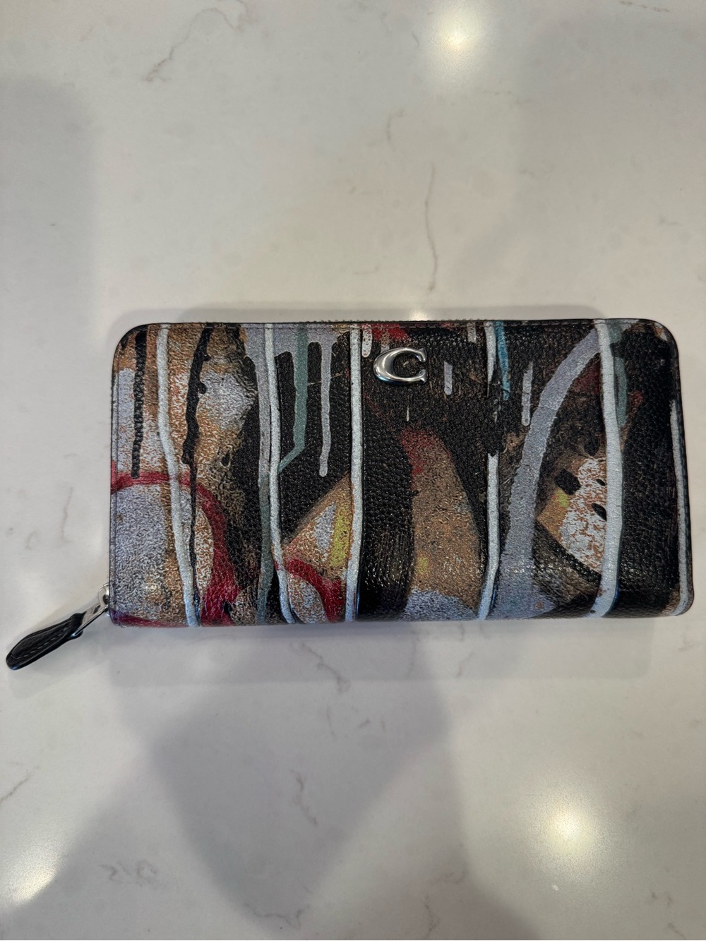 Coach x Mint + Serf Accordion Zip Wallet in Signature / Multicolor Graffi